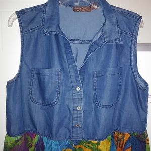 Speed Control 2X Denim Floral Maxi Dress Plus